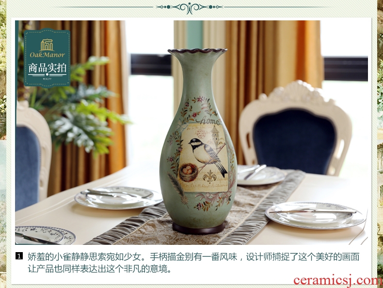 Jingdezhen creative art of I and contracted dried flowers flower arrangement of large ceramic vases, soft outfit example room decoration - 19828198491