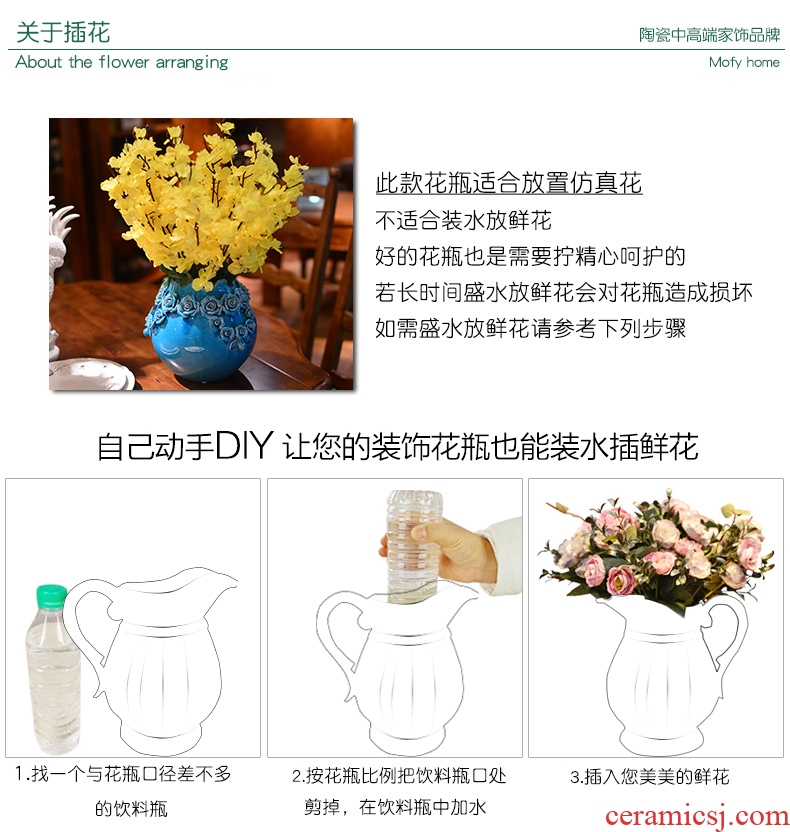 Murphy, I and contracted hand knead ice crack glazed pottery flower arranging furnishing articles simulation flower art porcelain vase north European style living room decoration