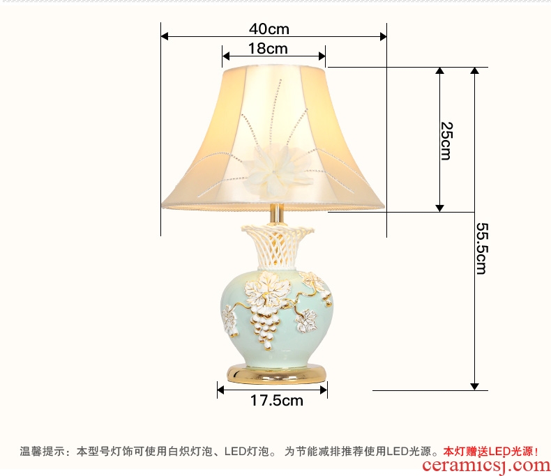 Ceramic lamp LED lamp of bedroom the head of a bed creative contracted sitting room decorate the study move T239 warm light lamp