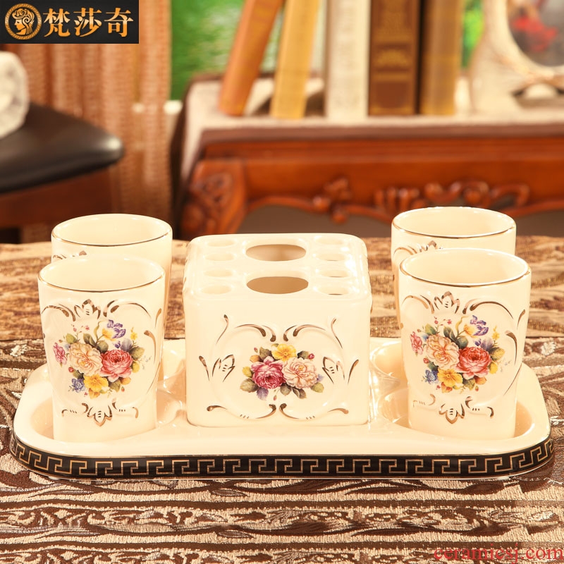 Vatican Sally set, bathroom five ceramic furnishing articles European - style bathroom toilet wash gargle brush my teeth cup suit