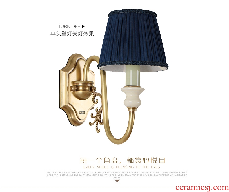 Emperor American rural restoring ancient ways all ceramic wall lamp key-2 luxury atmosphere's brass sitting room background wall lamp lamp of bedroom the head of a bed