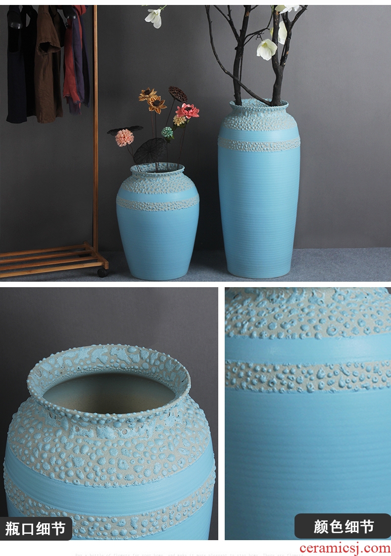 Modern European ceramic vase color glaze up landing vase sitting room hotel villa place big vase retro - 556486484510