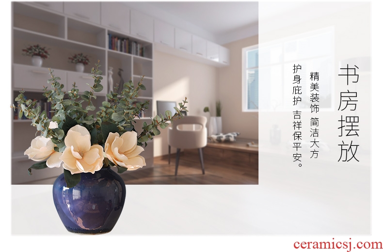Japanese contracted and I ceramics vase furnishing articles flower arrangement sitting room ground POTS household adornment blue hotel