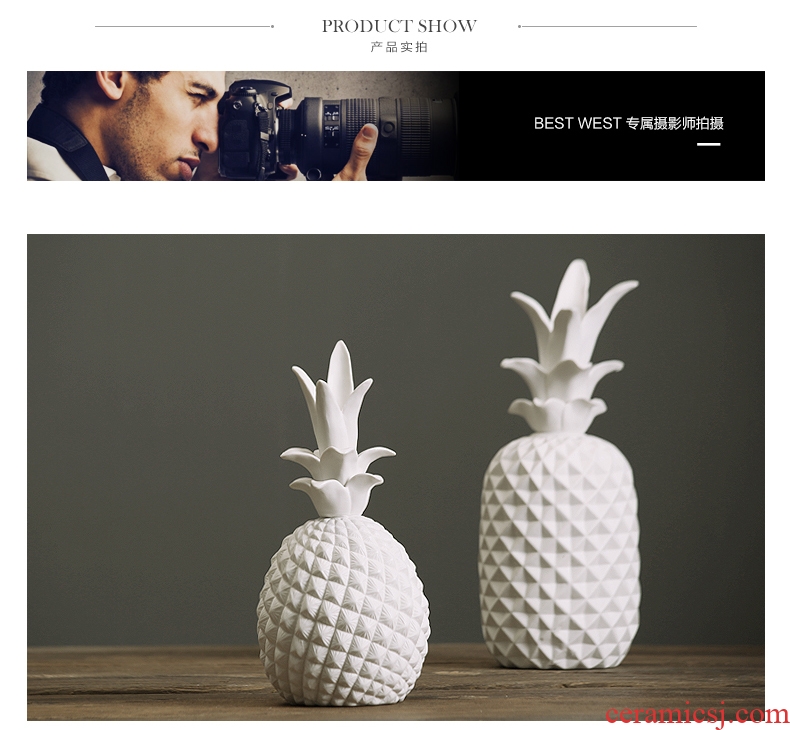 【 for 】 pineapple furnishing articles matte white ceramic soft adornment ornament adornment of contemporary and contracted sitting room wine