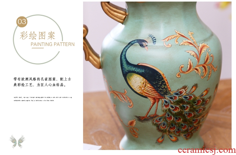 Imitation of classical jingdezhen ceramics celadon art big vase retro ears dry flower vase creative furnishing articles - 22199731327