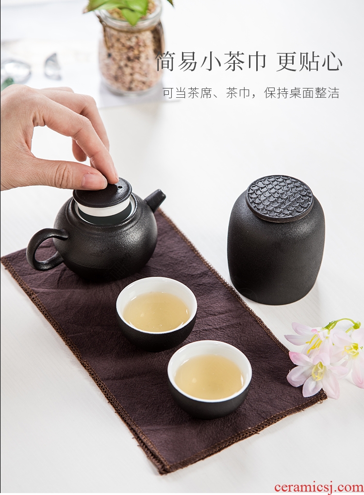 Travel Tang Xian kung fu tea set ceramic Japanese contemporary and contracted tea portable tea, a pot of two cups of black