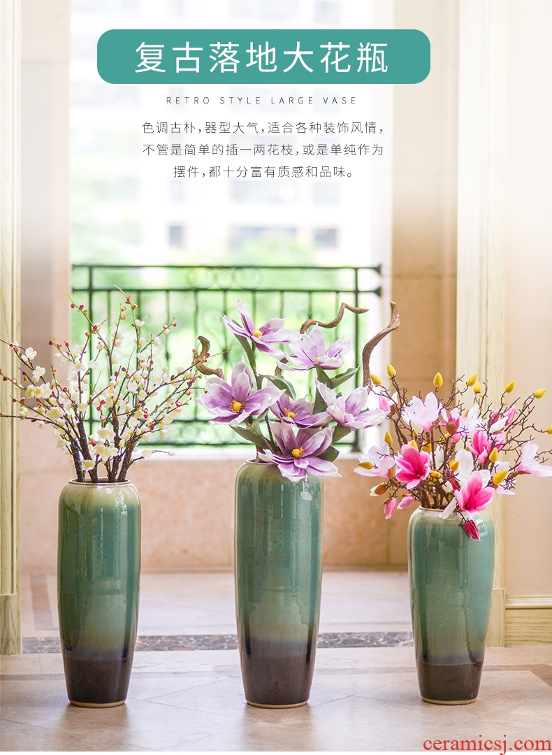 Luxury european-style sitting room of large vase furnishing articles ceramic household adornment high dry flower arranging flowers large TV ark - 572686044782