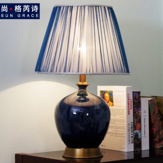 I and contracted sweet ceramic desk lamp full copper lamp sitting room the bedroom the head of a bed lamp vase creative study desk lamp