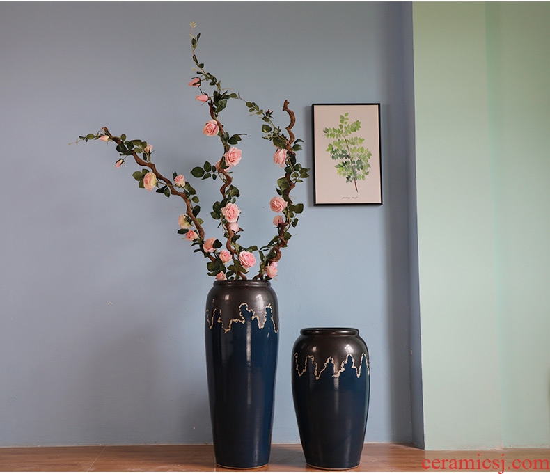 Modern light American European - style key-2 luxury ground dry flower vases, flower arrangement sitting room place landscape decoration ceramic vase - 573320954931