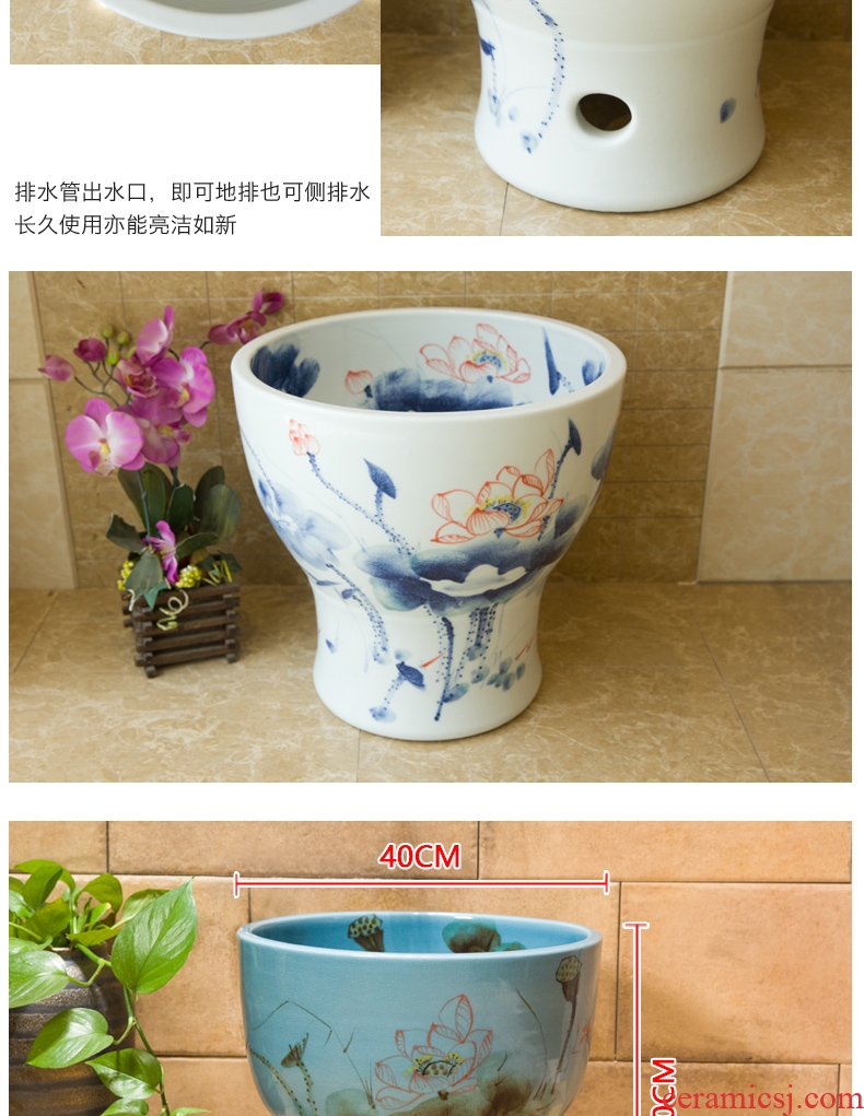 Jingdezhen ceramic art contracted household mop pool mop mop pool mop pool, green lotus basin of the balcony