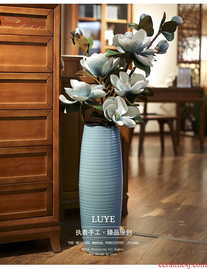 Jingdezhen ceramic big blue and white porcelain vase furnishing articles sitting room ground large flower arrangement home decoration to the hotel opening - 533961985720