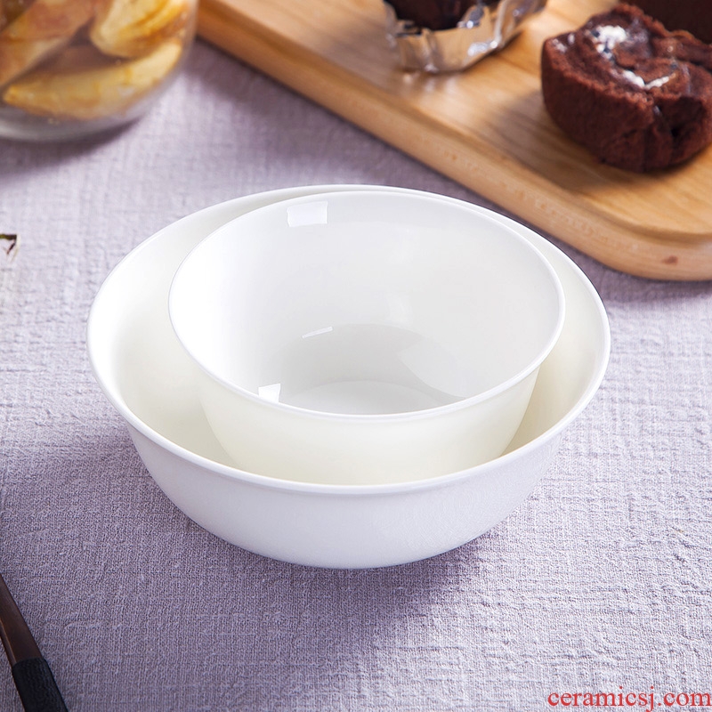 Jingdezhen ceramic tableware to use suit Chinese style household pure white eat bowl large rainbow such use microwave soup bowl
