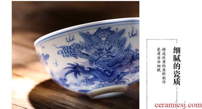 Jingdezhen kung fu tea cup single cup hand-painted porcelain ceramic sample tea cup master cup large dragon personal pu-erh tea cup