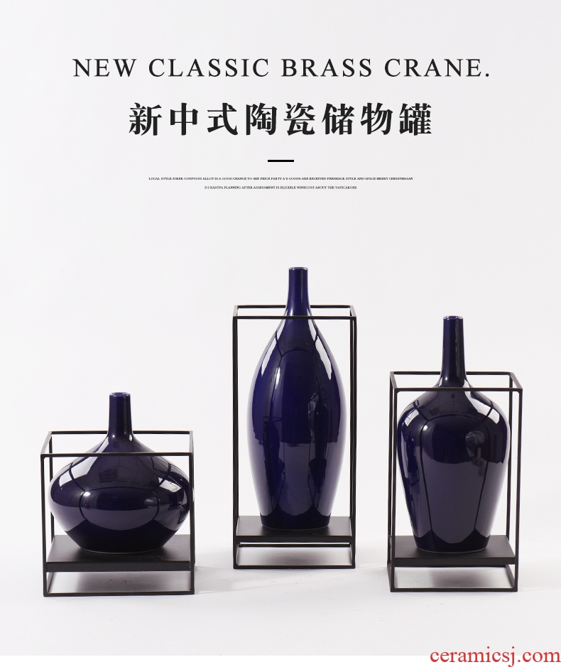 Jingdezhen ceramic I and contracted sitting room of large vase dried flower adornment is placed high creative flower arranging large bottle - 574145341640