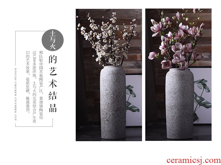 Archaize floor vase of dry flower arranging large Chinese style villa hotel restoring ancient ways is the sitting room porch ceramic home furnishing articles - 563981437970