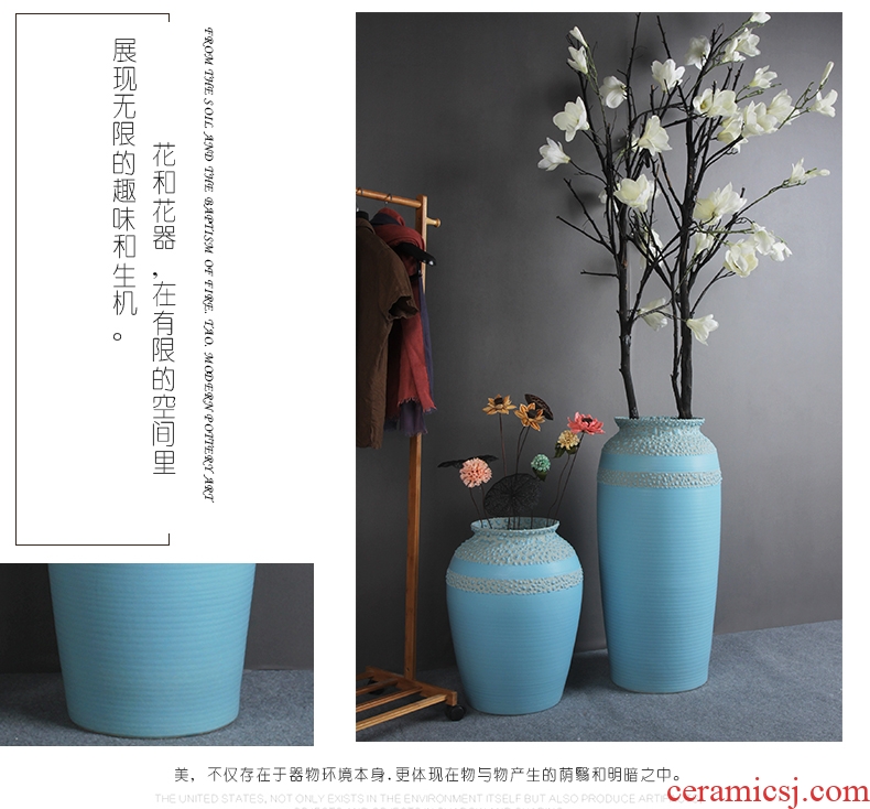 Jingdezhen ceramic floor big vase club hotel decoration flower flower implement big sitting room porch furniture furnishing articles - 556486484510