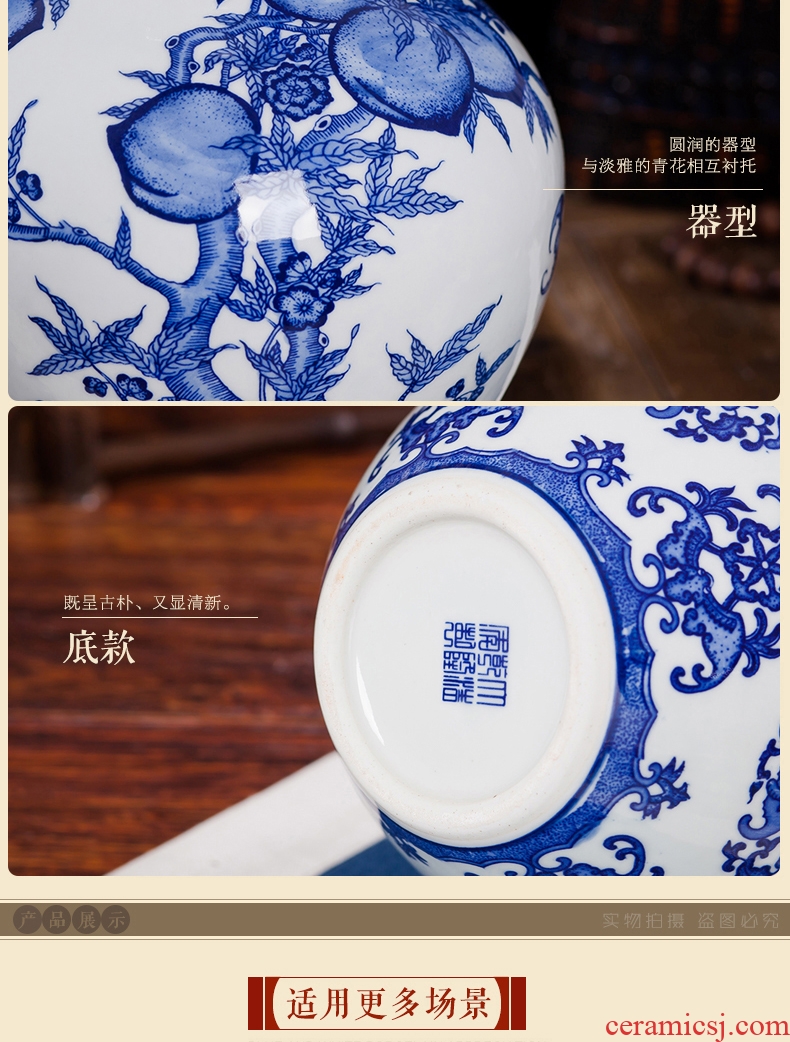 Jingdezhen ceramics antique blue and white porcelain vases, flower, modern home sitting room TV ark, crafts