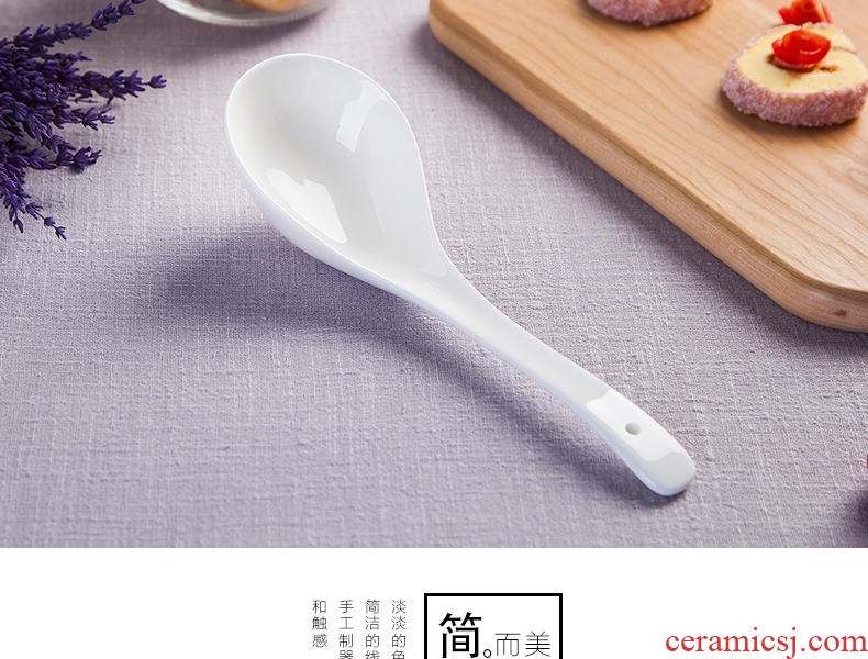 Jingdezhen white spoon stir long - handled spoon run ipads China big spoon, spoon, run ceramic tableware