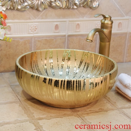JingYuXuan basin basin sink art of jingdezhen ceramic table escape the gold - plated line sinks