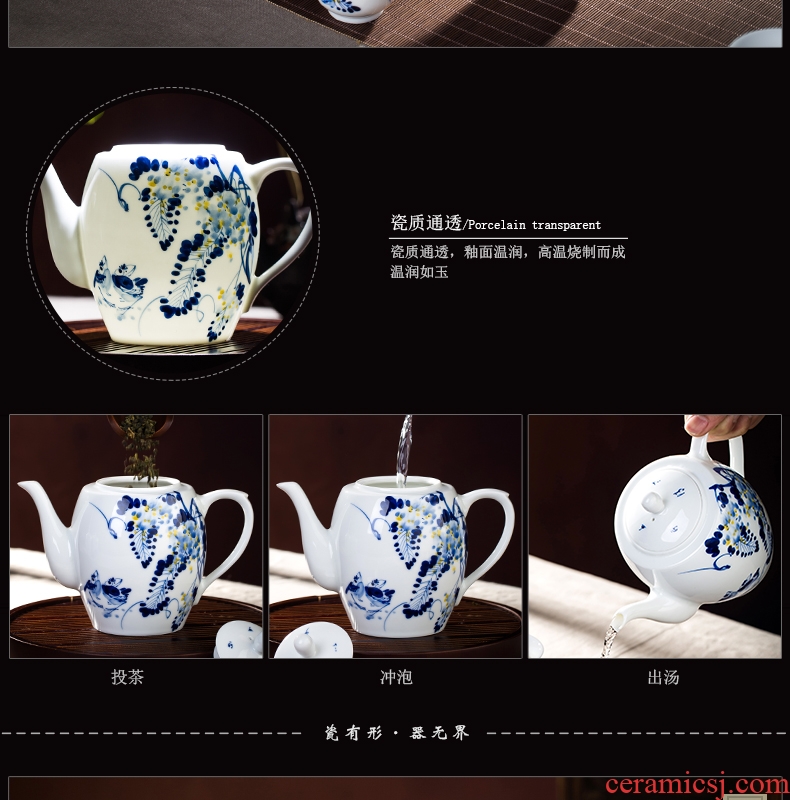 Jingdezhen ceramic high - capacity cool household single pot of hand - made kung fu tea tea kettle narrow single pot teapot