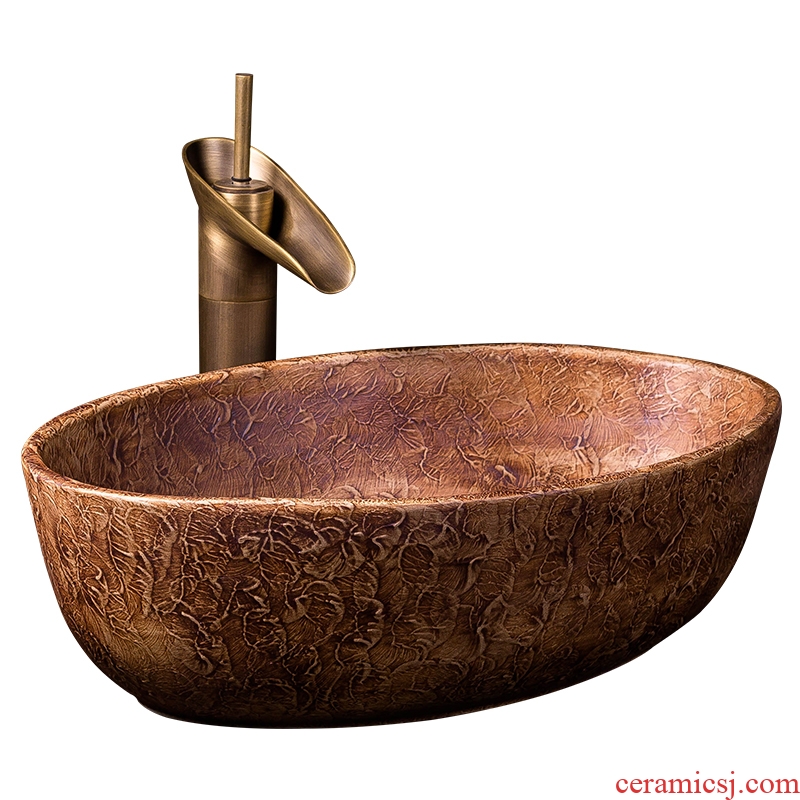 Ceramic sink industrial Chinese style restoring ancient ways of household sanitary toilet stage basin oval art basin that wash a face wash basin