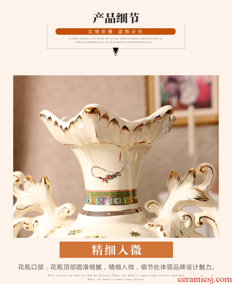 Crystal glaze of jingdezhen ceramics handicraft furnishing articles to decorate the sitting room of large vase household flower arranging office - 569138169002