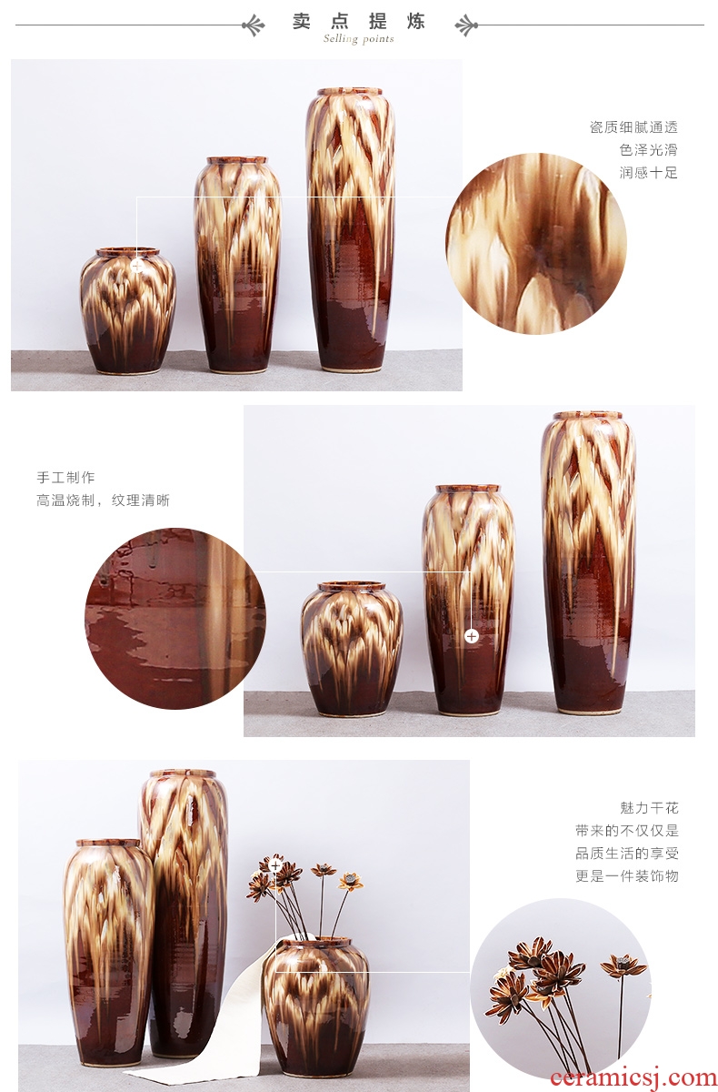 Jingdezhen ceramic landing big vases, new Chinese style hotel, villa decoration furnishing articles between example flower decoration in the sitting room - 523306921893