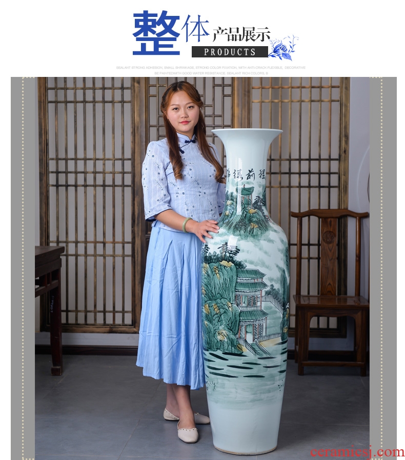 Hand draw name plum blossom put lotus 80 cm high landing big vase of porcelain of jingdezhen ceramics sitting room adornment is placed - 570314585816