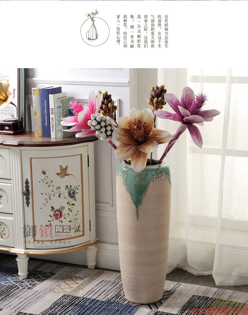Light key-2 luxury stripe ceramic vases, large ground flower arranging device example room sitting room household soft adornment creative furnishing articles - 555880289596