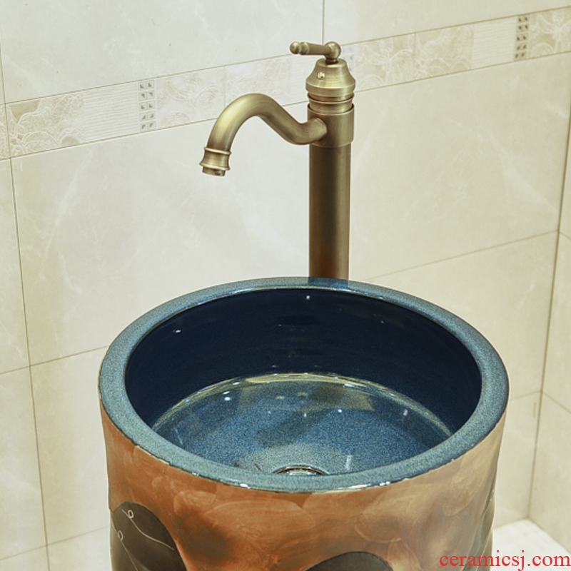 Jingdezhen ceramic basin toilet lavabo column column in the water of the basin that wash a face suit household art basin