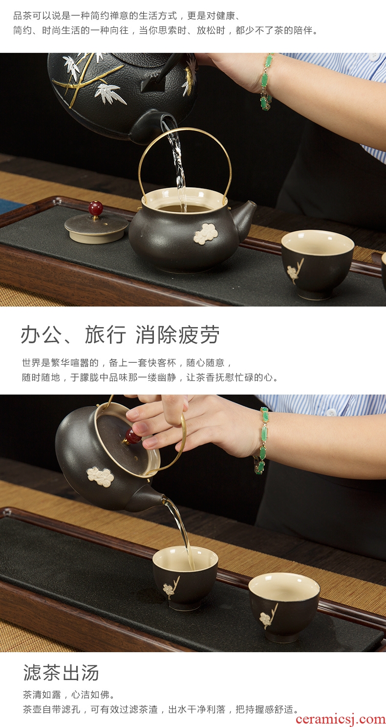 Ronkin girder of a complete set of the teapot teacup suit Japanese kung fu tea tea set simple household ceramics making tea