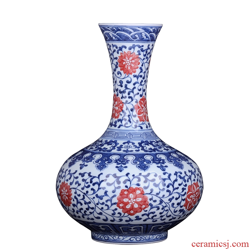 Jingdezhen ceramic hand - made porcelain vase of blue and white porcelain arts and crafts porcelain vase decoration furnishing articles modern flower arrangement