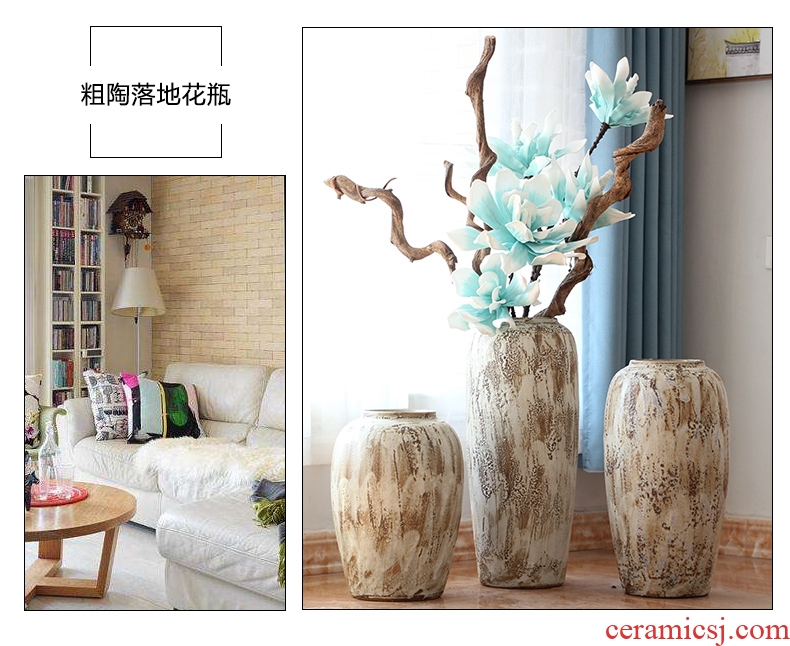 Modern Chinese style example room pottery vases, indoor and is suing water red ceramic cylinder of large ceramic vase vase - 555764553592