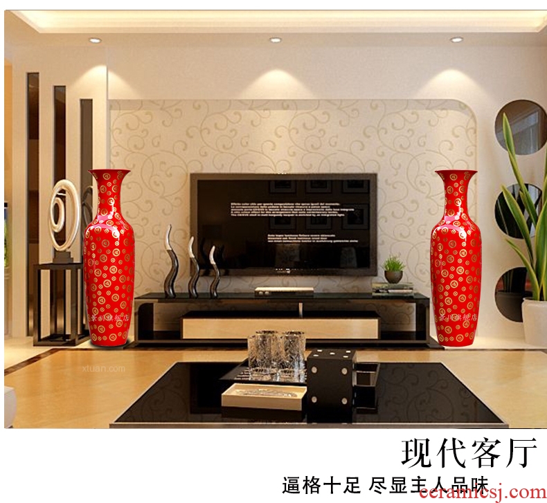 Hand draw name plum blossom put lotus 80 cm high landing big vase of porcelain of jingdezhen ceramics sitting room adornment is placed - 528440553262