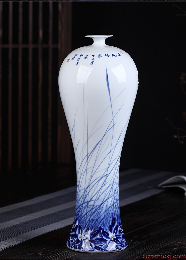 Jingdezhen ceramics classic hand - made color crack glaze pomegranate flowers of blue and white porcelain vase Chinese penjing - 560747089989