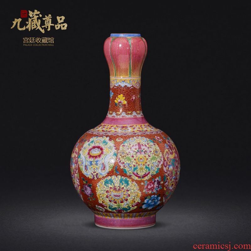 Jingdezhen ceramics imitation qing qianlong hand-painted paint powder enamel bottle collection sitting room home decoration