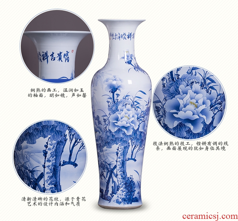 Jingdezhen blue and white ceramics youligong vase Chinese style household adornment archaize home furnishing articles [large] - 570302933950