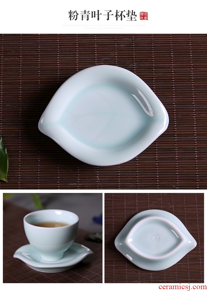 Passes on technique the up celadon teacup pad kung fu tea name plum cup a ceramic cup mat saucer insulation pad tea accessories