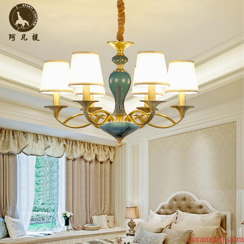Any lift to American sitting room towns all copper chandelier contracted bedroom restaurant ceramic compound floor villa copper lamp light atmosphere