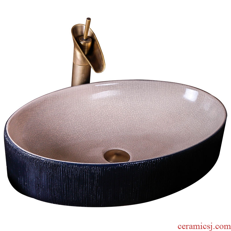 Jingdezhen ceramic lavabo stage basin oval new Chinese style restoring ancient ways of creative art hotel toilet basin