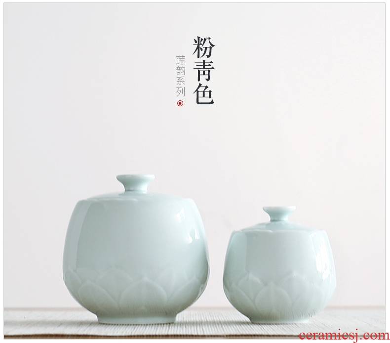 Famed LianYun caddy fixings ceramic packing box, tea in the small celadon seal pot put tea POTS