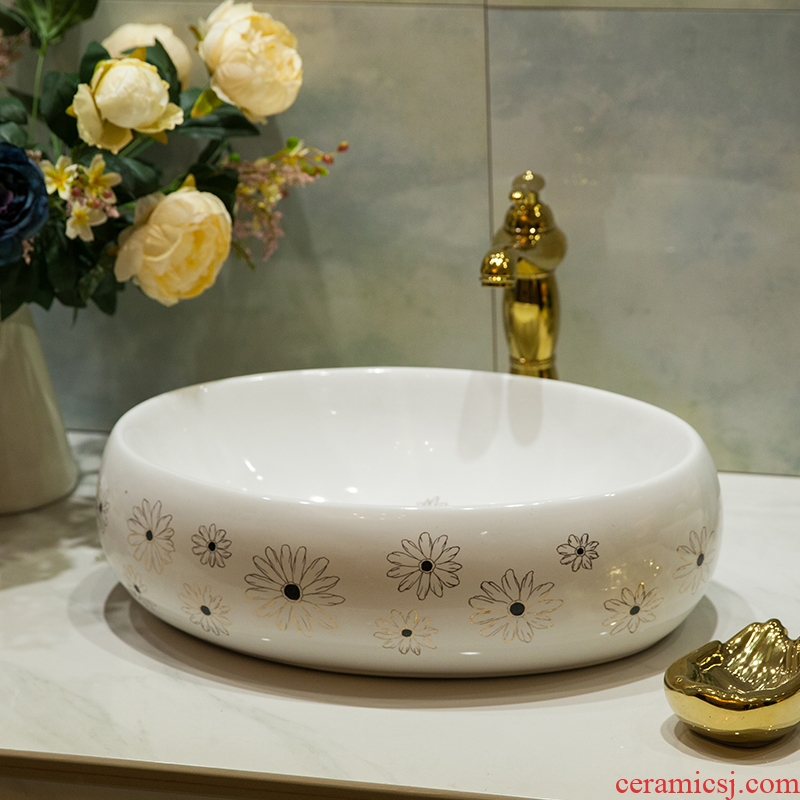 Ceramic basin stage basin sinks art circle European - style hand - made toilet lavabo, the see flower