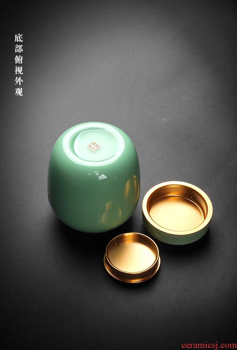 Ceramic seal caddy fixings longquan celadon portable storage POTS household receives tea set porcelain pot store receives the tao