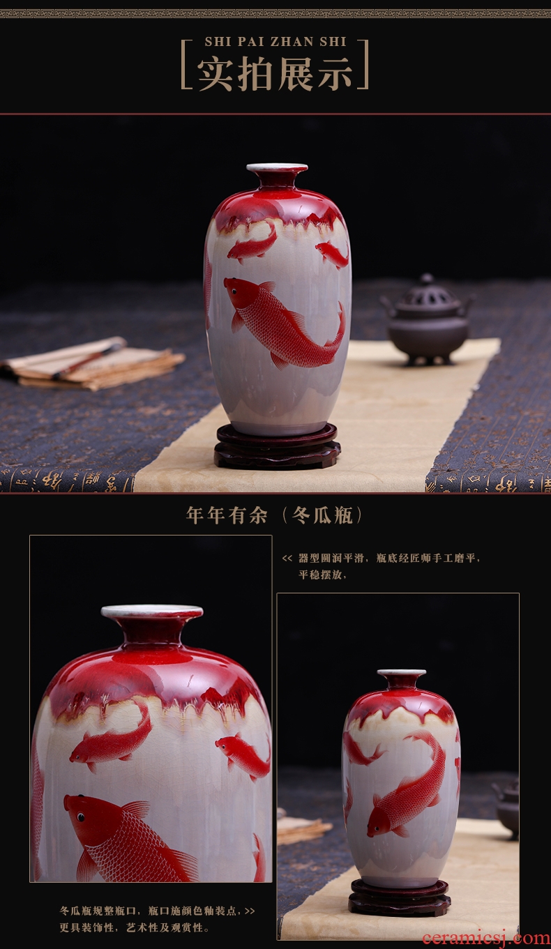 Creative jingdezhen ceramics up crack glaze vase flower arranging new Chinese wine rich ancient frame is placed in the living room