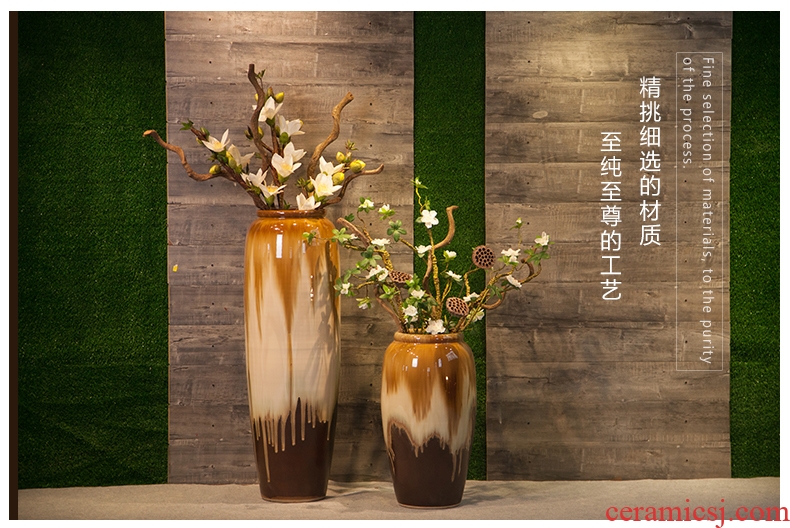 Large ceramic vase furnishing articles sitting room hotel flower arranging dried flower European American landing light contracted fashion key-2 luxury decoration - 548191764253