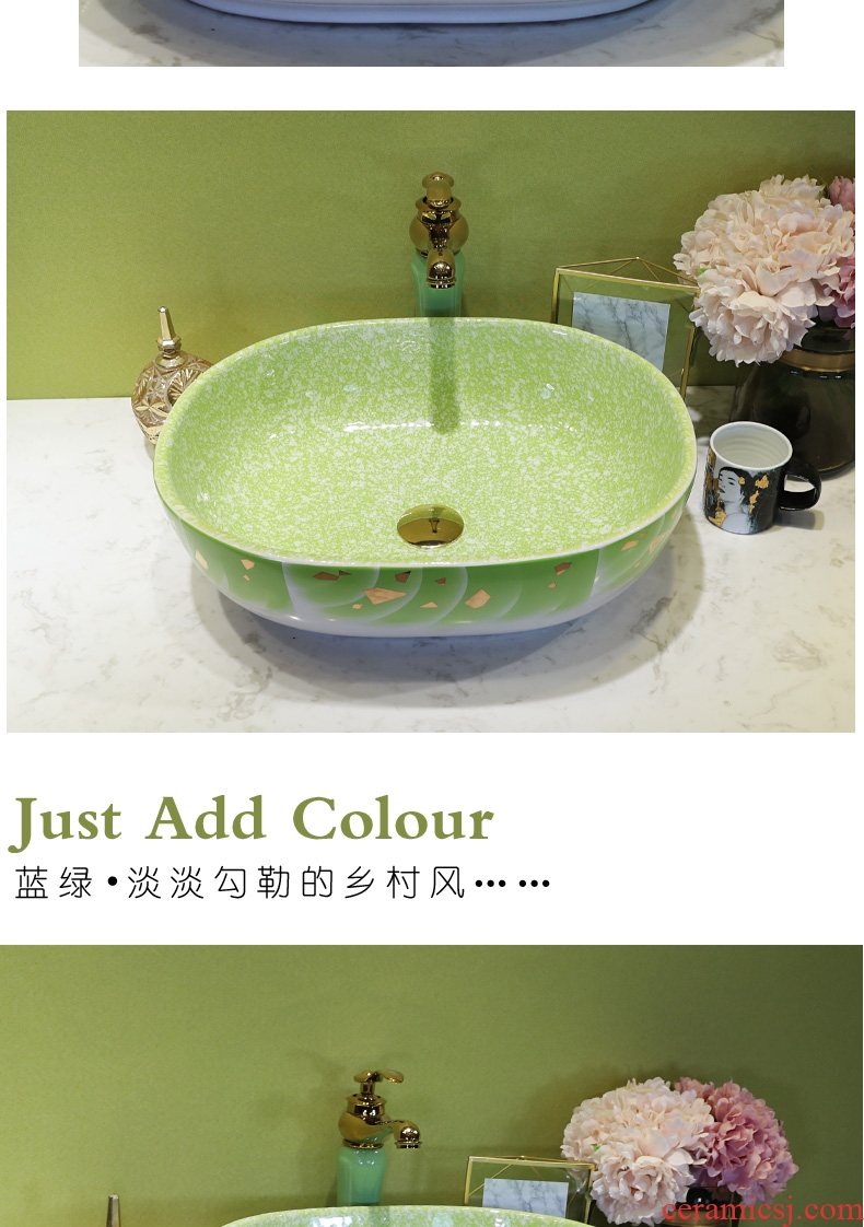 On the ceramic bowl for wash gargle lavabo household elliptic green art basin bathroom sinks basin