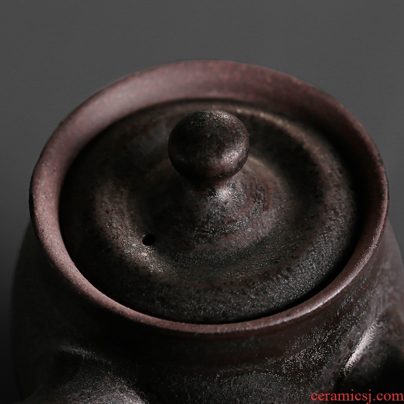 Royal elegant Japanese side pot of coarse pottery teapot kung fu tea set single pot of boiled ceramic teapot restoring ancient ways of black tea