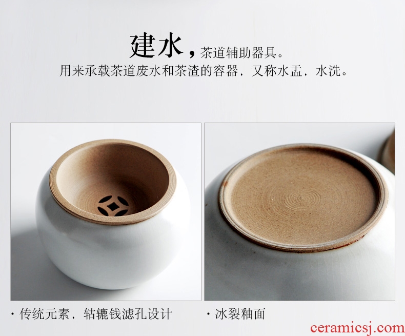 DH jingdezhen ceramic building hot water coarse pottery jar barrels of kung fu tea accessories in hot retro move cylinder