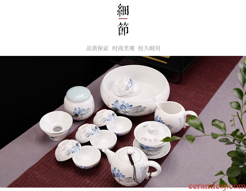 Royal elegant white porcelain kung fu tea set personal glass kiln ceramic cups inferior smooth master creative water in a single cup