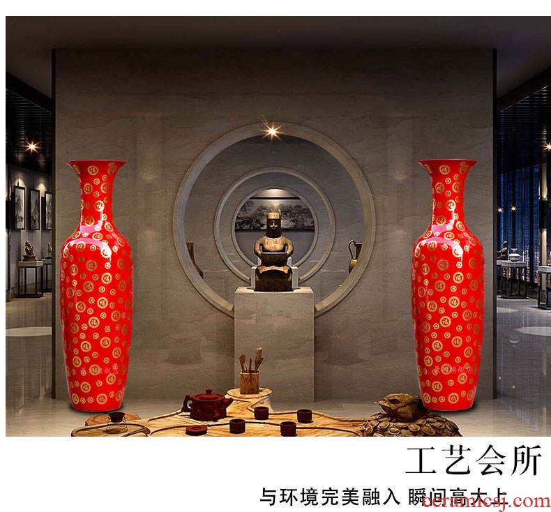Hand draw name plum blossom put lotus 80 cm high landing big vase of porcelain of jingdezhen ceramics sitting room adornment is placed - 528440553262
